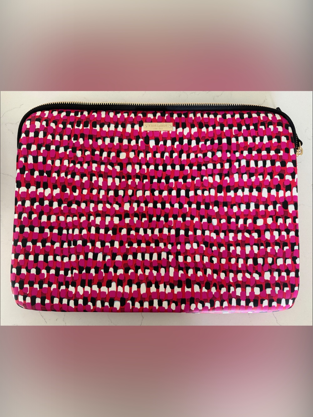 kate spade Pink, Black & White Geometric Laptop Sleeve